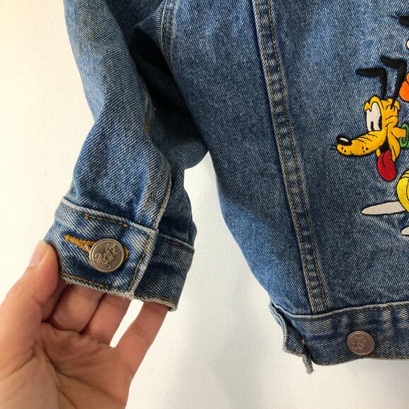 Vintage Disney Store Embroidered Denim Jacket Kids XS Y2K Mickey Minnie Goofy - Picture 8 of 12